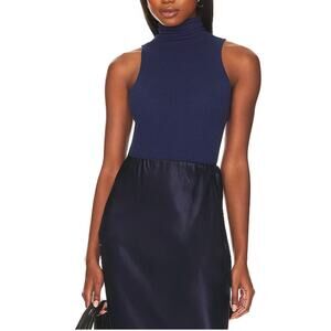 Enza Costa Navy Cashmere Halter Turtleneck Size S